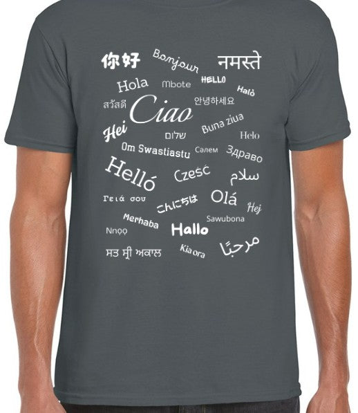 Hello T-Shirt White Text Loose Fit 4XL