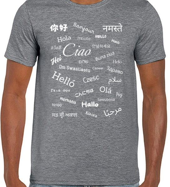 Hello T-Shirt White Text Loose Fit 4XL