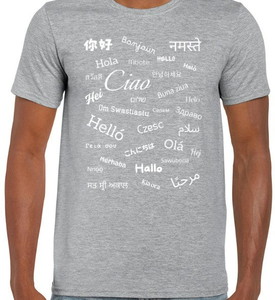 Hello T-Shirt White Text Loose Fit 4XL