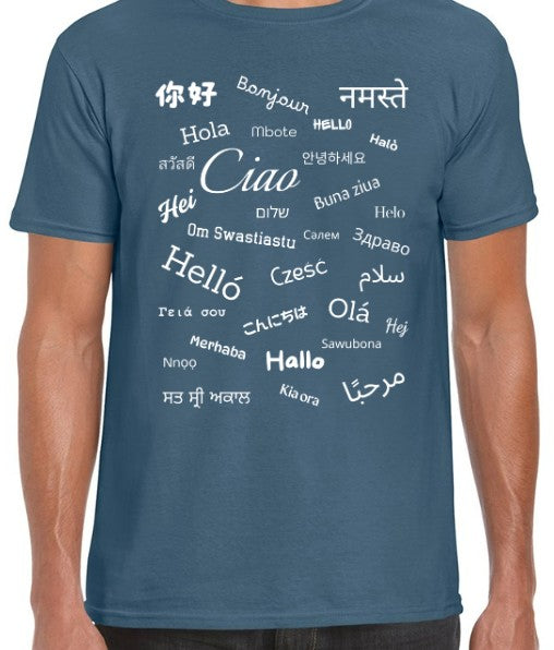Hello T-Shirt White Text Loose Fit (XL-3XL)