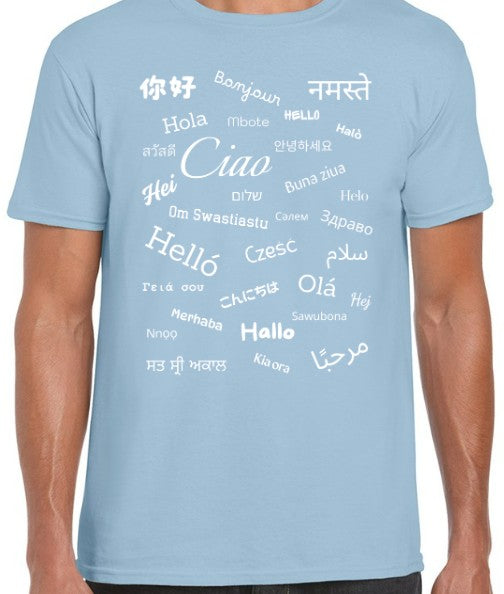 Hello T-Shirt White Text Loose Fit 4XL