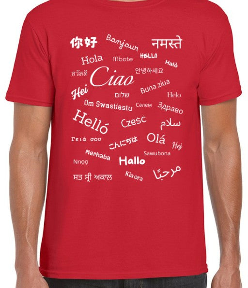 Hello T-Shirt White Text Loose Fit 4XL