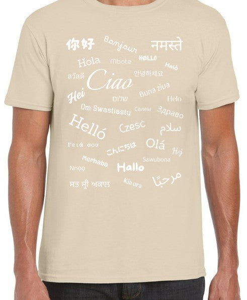 Hello T-Shirt White Text Loose Fit 4XL