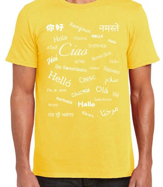 Hello T-Shirt White Text Loose Fit 4XL