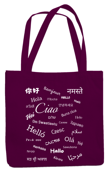 Hello Bag (white text)