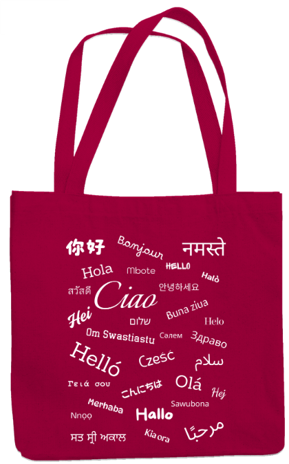 Hello Bag (white text)
